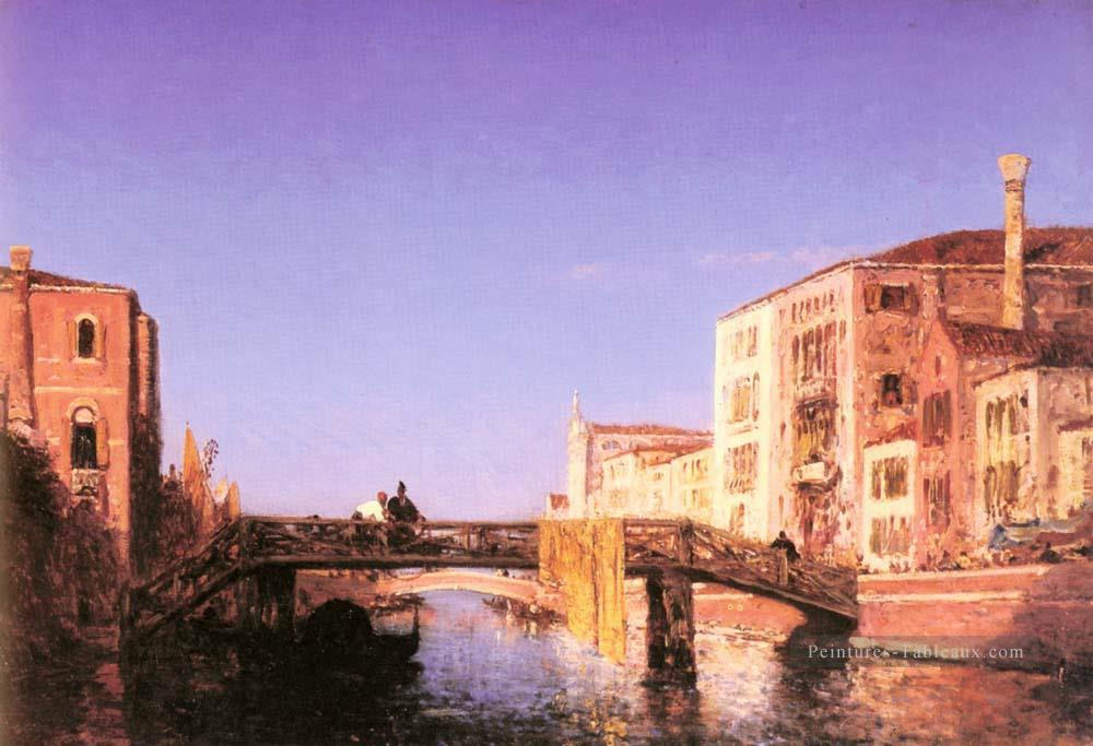 Le Pont De Bois à Venise Barbizon Félix Ziem Bateaux Peintures à l'huile
